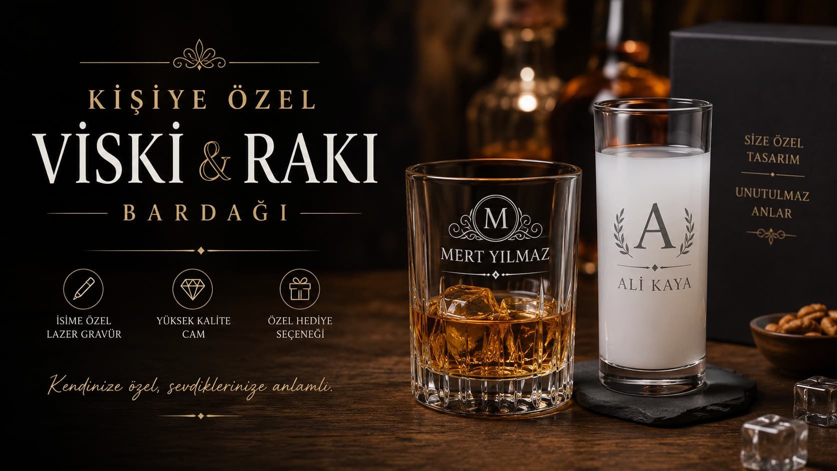 Kişiye Özel Viski ve Rakı Bardağı: Anılarınızı Şıklıkla Taşıyın
